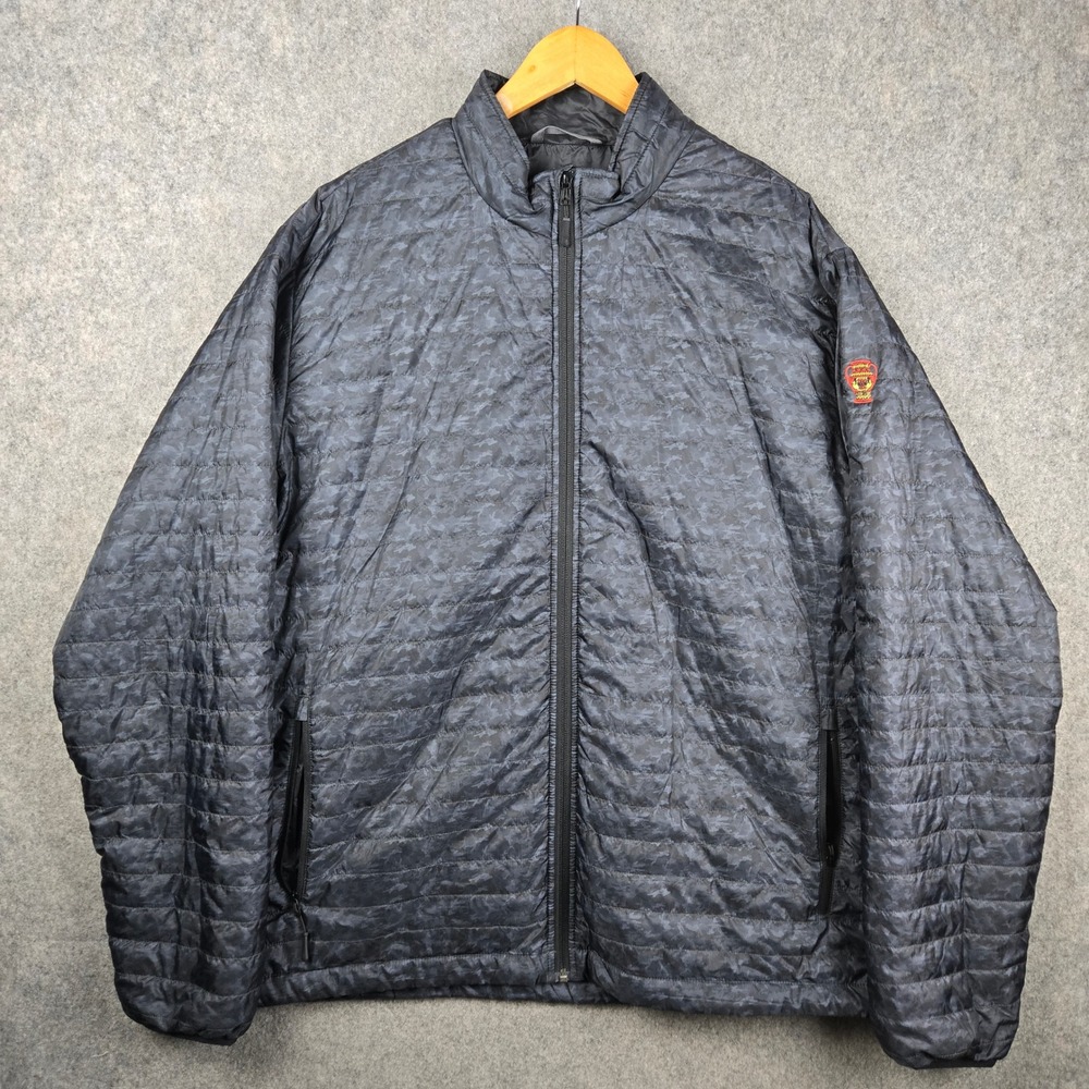 Straight Down Jacket Mens XXL Blue Camo Puffer Quilted Full Zip Golf Gorpcore